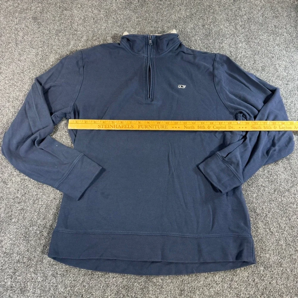 Vineyard Vines Mens Navy Blue 100% Pima Cotton Quarter Zip Pullover Sweater M - Picture 5 of 5